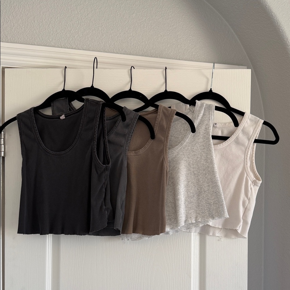 Everyday Ribbed Scoop Tank - Black, Charcoal, Brown, Heather Gray, Ivory